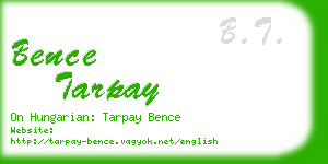 bence tarpay business card